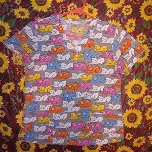 *SIZE*M*Colorful Cat Print Scrub Top!*